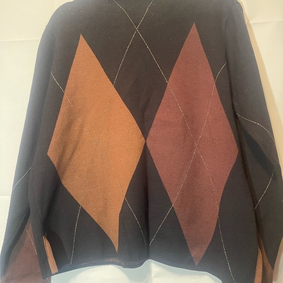 LYSSE New York Women's Black and Brown Argyle Sweater - Picture 7 of 9